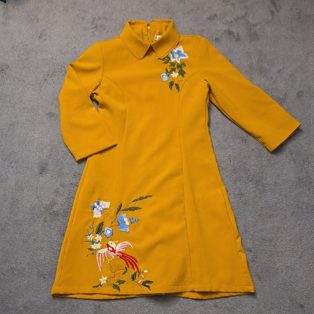 Yellow Asymmetrical Embellished Sheath Dress